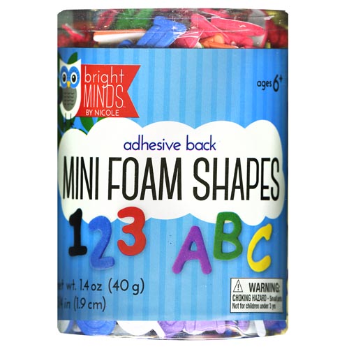 Adhesive Back Mini Foam Colored Letters and Numbers