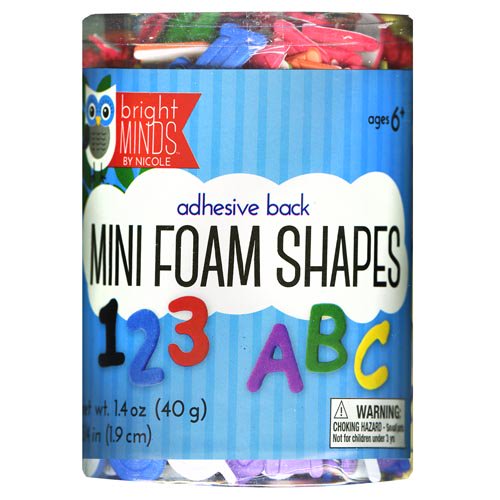 Adhesive Back Mini Foam Colored Letters and Numbers