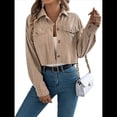 thumbnail image 1 of Chaquetas de de Larga para Mujer, de Algodón, con Solapa y Botones, para Otoño, para Exteriores, Abrigos Lisos de Moda. Caqui S, 1 of 10