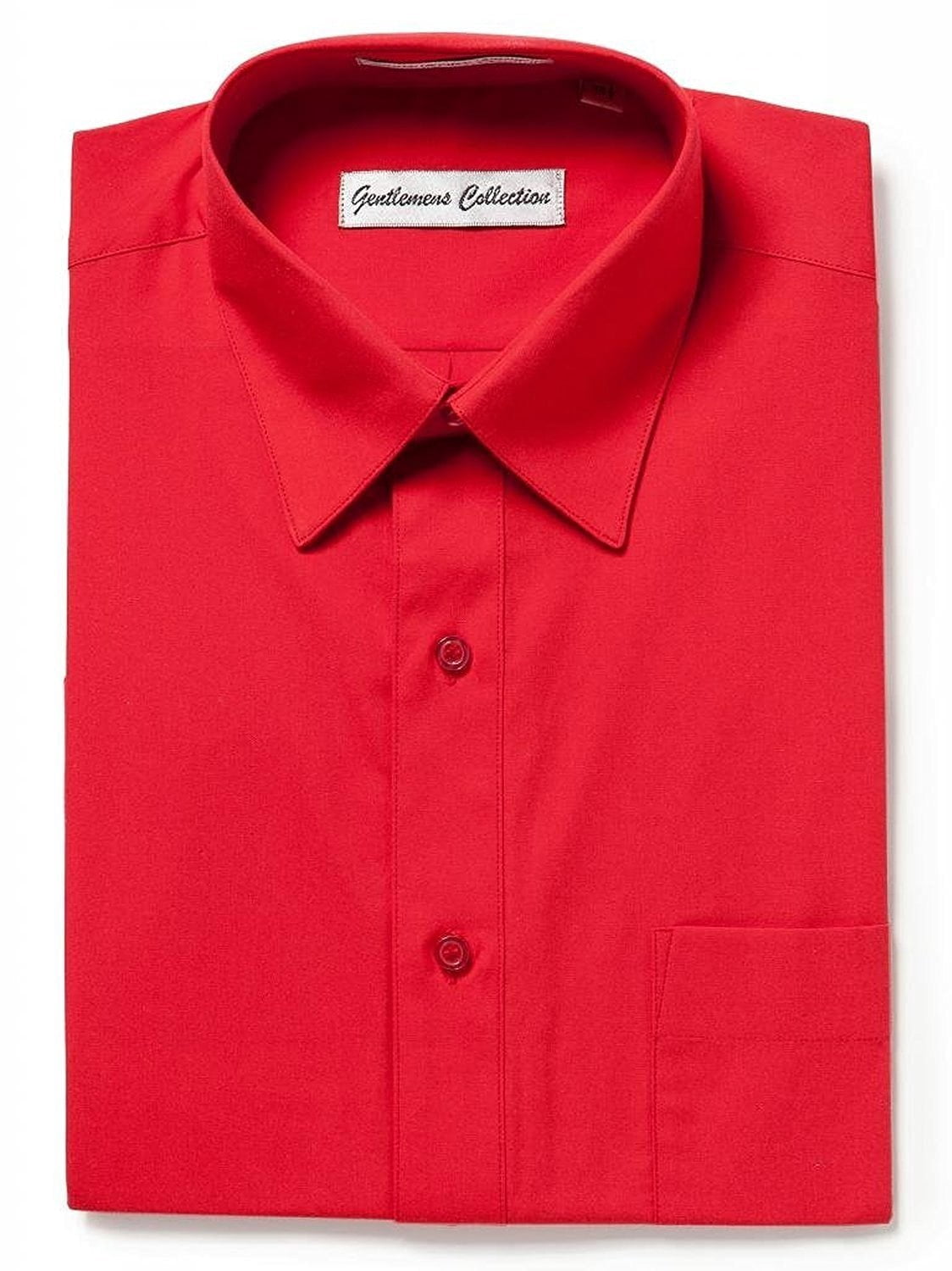Gentlemens Collection Mens Short Sleeve Classic Fit Wrinkle Free Dress Shirt (16.5, Red