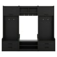 thumbnail image 4 of 4-in-1 Entryway Hall Tree, Multifunctional Coat Rack Featuring a Bench, Shoe Storage, 7 Hooks, 4 Drawers And Open Storage Shelves, Perfect for Mudrooms Hallways, 4 of 9
