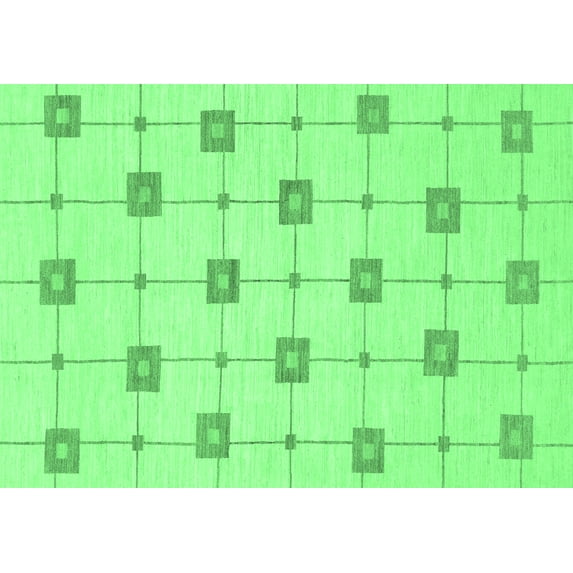 Ahgly Company Indoor Rectangle Solid Emerald Green Modern Area Rugs, 7' x 10'