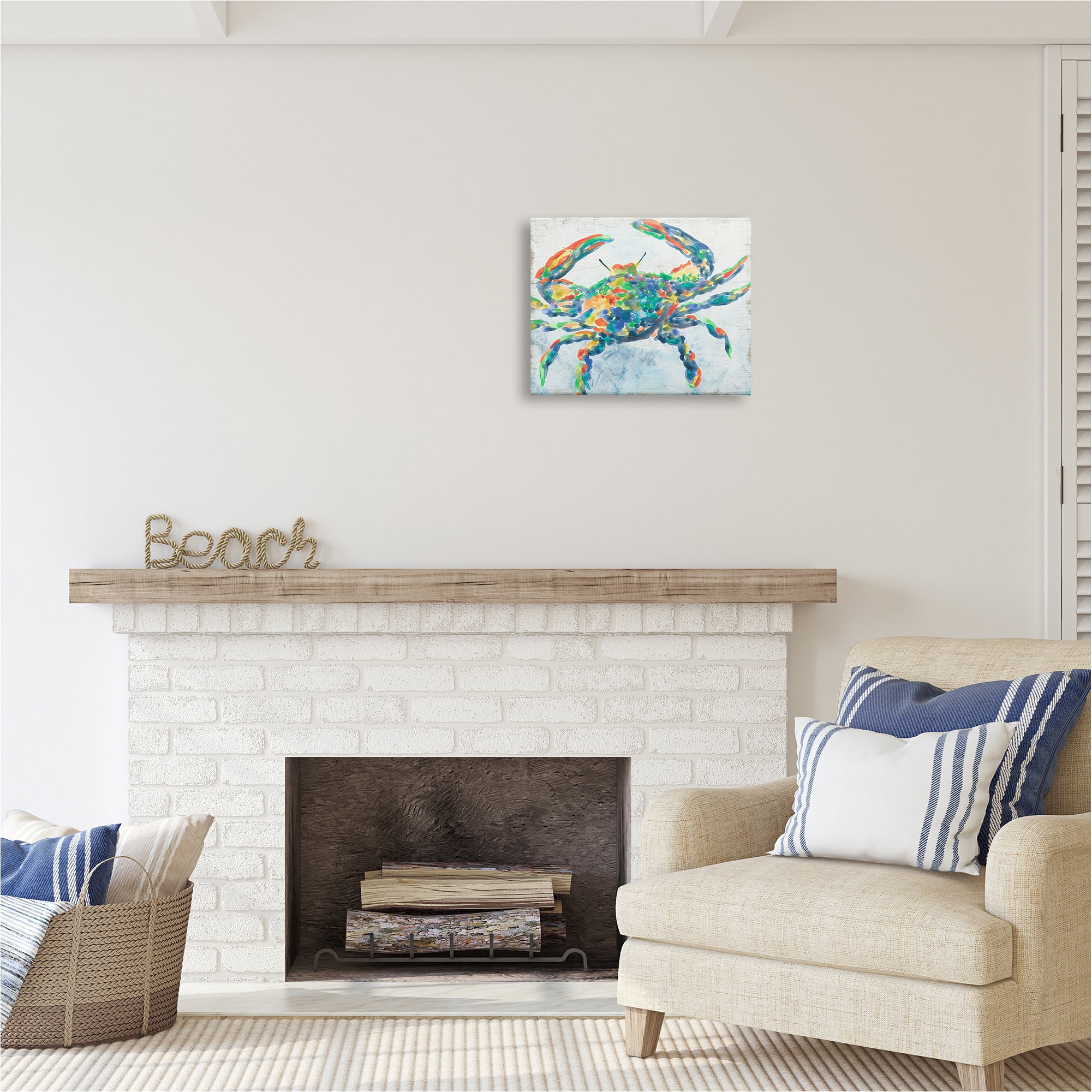 Stupell Industries Abstract Hued Crab Animals & Insects Painting Gallery Wrapped Canvas Art Print Wall Art, 20 x 16