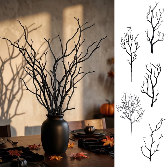 Halloween Twigs,Artificial Bare Branches Flexible Bendable Stems,Vase Fillers For Indoor Mantel Wall Window Fence Spooky House Holiday Layout Decor