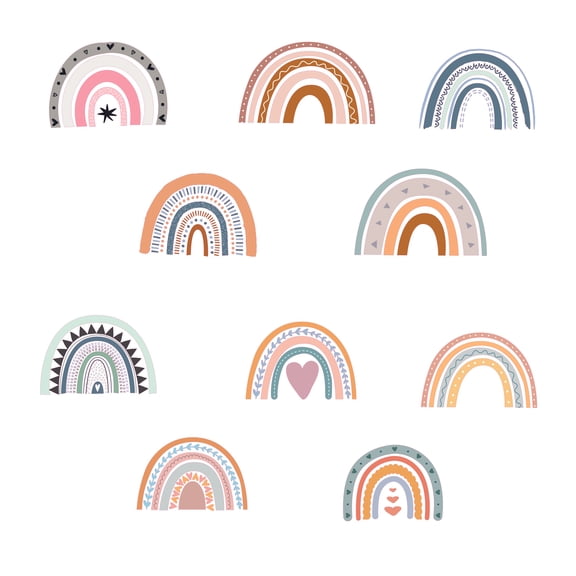 Boho Rainbows Collection Vinyl Decal Kids Bedroom Home Art Multicolored Rainbows Design Adhesive Wall Decoration | 22" x 28" Removable Rainbow Patterns Decor Nursery Living Room Vinyl Wall Sticker