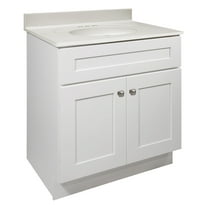 Design House Brookings 31" x 22" Ready to Assemble Shaker 2-Door Bath Vanity with Cultured Marble 4" Centerset Top, White/Ivory Swirl
