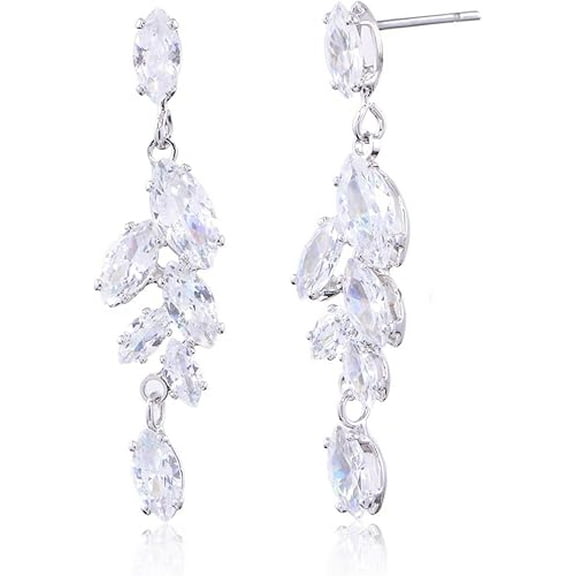 beryl_creation 925 Sterling Silver 2Ct Marquise Cut Diamond Drop Dangle Earring's For Women's 14K White Gold Plated