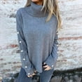 thumbnail image 2 of Duoif Womens Fall Tops, Women's Fall Winter Turtleneck Sweaters for Women Sleeve Knitted Pullover Sweater Jumper Tops Womens Sweaters Womens Tops Dark Gray M, 2 of 5