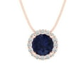 thumbnail image 2 of 1.16 cctw Blue Sapphire Rose Gold Plated Pendant with 16" Box Chain (6.5mm, Round Cut), 2 of 7