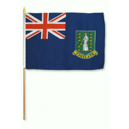 12"x18" Wholesale Lot of 6 British Virgin Islands Stick Flag Premium Vivid Color and UV Fade Best Garden Outdor Decor Resistant Canvas Header and Polyester Material Flag