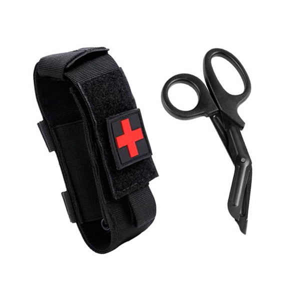 Upgrade Tourniquet Pouch with Shear, Molle Tourniquet Holder, Tactical TQ Trauma Tourniquets Scissors(Without Tourniquet) (Black)