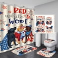 thumbnail image 4 of Independence Day Decorative Shower Curtain Bathroom Four-Piece Shower Curtain Decoration Set Digital Printing Bathroom Four-Piece Set Waterproof Shower Curtain Non-slip Mat Animal Series #NO.5, 4 of 5