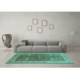 thumbnail image 3 of Ahgly Company Machine Washable Indoor Rectangle Oriental Turquoise Blue Industrial Area Rugs, 2' x 5', 3 of 4