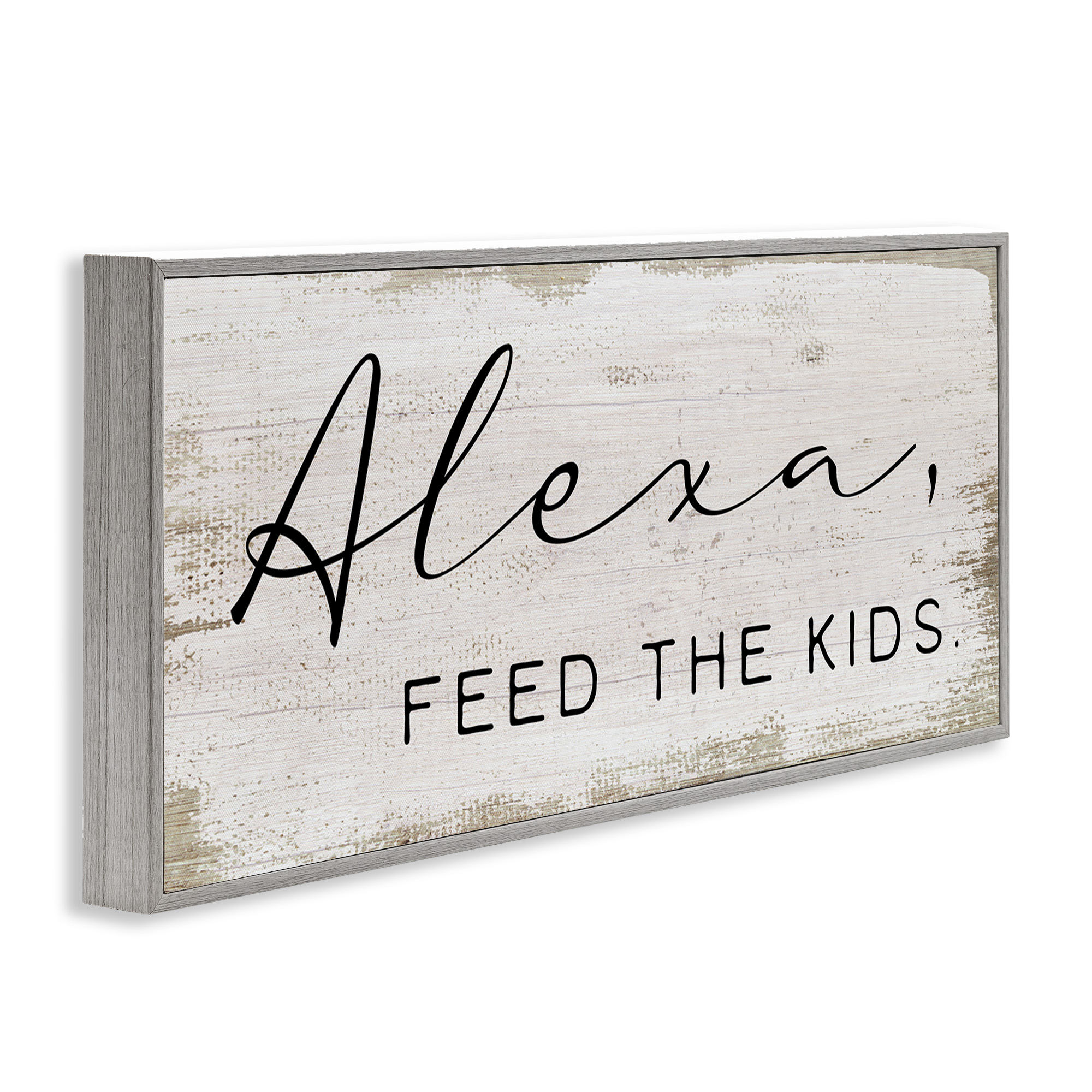 Stupell Industries Feed The Kids Humor Typography Painting Gray Framed Art Print Wall Art, 30 x 13