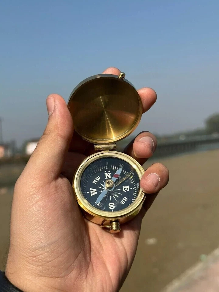 Military Nautical WWII Pocket Compass, Vintage Handcrafted Gift