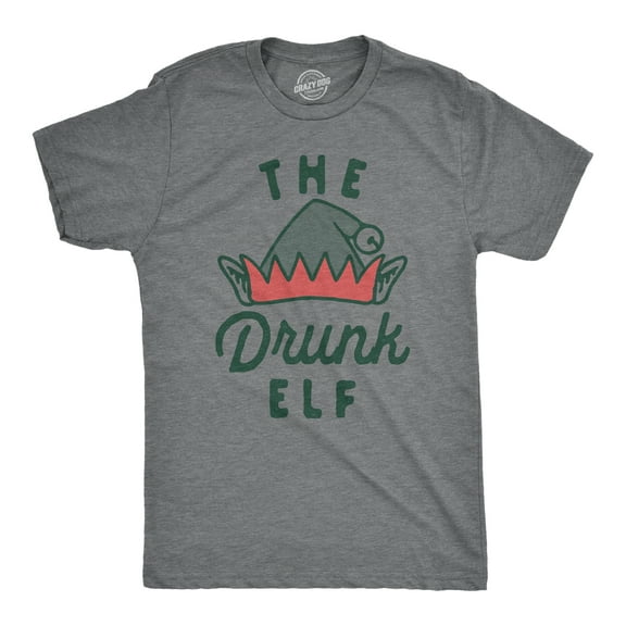 Mens The Drunk Elf T Shirt Funny Xmas Partying Drunken Elves Joke Tee for Guys Graphic Tees