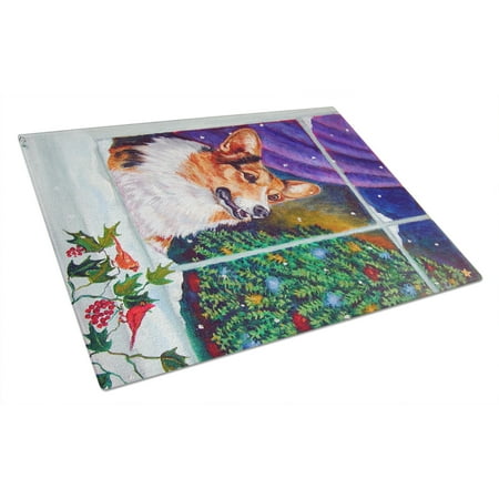 

Caroline s Treasures Corgi Christmas Window Glass Cutting Board Large