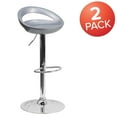 thumbnail image 3 of BizChair 2 Pack Contemporary Silver Plastic Adjustable Height Barstool with Rounded Cutout Back and Chrome Base, 3 of 8