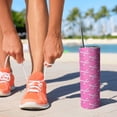 thumbnail image 2 of 20oz Pink Breast Cancer Skinny Tumblers Stainless Steel Tumbler with Lid and Straw,Vacuum Insulated Double Wall Travel Tumbler Cups with Cleaning Brush for Coffee,Tea, 2 of 6
