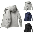thumbnail image 4 of Mens Jacket Autumn Winter Zipper Down Solid Color Hooded Jackets Liner Thickened Casual Top Coat Grey, 4 of 4