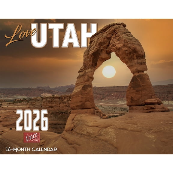 2026 Utah Scenic Wall Calendar 16-Month X-Large Size 14x22, Utah State Landscape Scenery Calendar by The KING Company-Monster Calendars