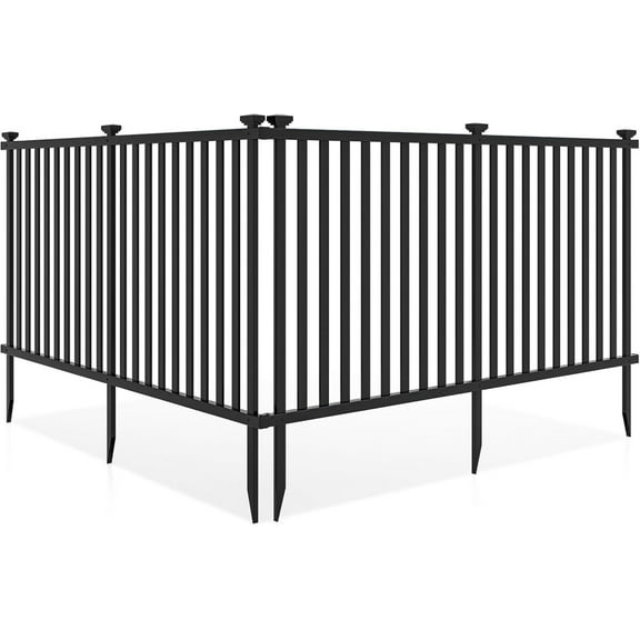 DYJP 2 Panels Black Picket Fence - 160'' Total 80x37.5'' Freestanding PVC Garden Fence