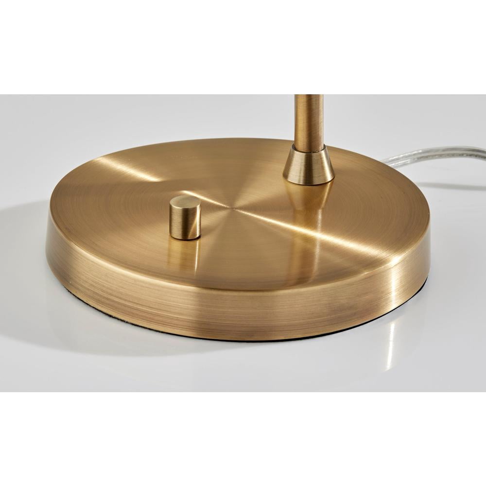 Adesso Camden 18.5" Adjustable Shade Brass Desk Lamp with Smoke Glass Globe Shade