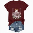 thumbnail image 6 of TOWED22 Fall Shirts for Women Halloween Bow Ghost Flower Graphic Tees Spooky Season Tops Cute Autumn Halloween T-Shirt(Wine,XXL), 6 of 8