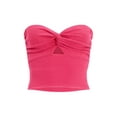 thumbnail image 6 of hirigin Women's Strapless Crop Tops, Solid Color Twist Front Cutout Ruched Knit Tube Tops, 6 of 7
