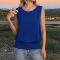 thumbnail image 5 of ClodeEU Women's Round Neck Sleeveless Blouson Tank Top,Casual Solid Color Summer Shirt with Elastic Waist Blue,Women's Plus XXL, 5 of 7