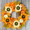 thumbnail image 1 of Wreath Simulation Maple Leaf Sunflower Door Hanging Rattan Wreath Home Decoration, 1 of 8