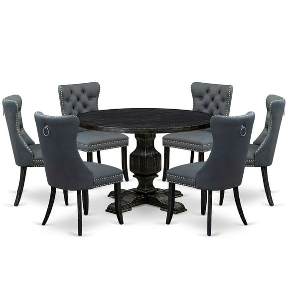 Luxe by East West Furniture 7-Piece Modern Dining Table Set In Platinum Gray Color