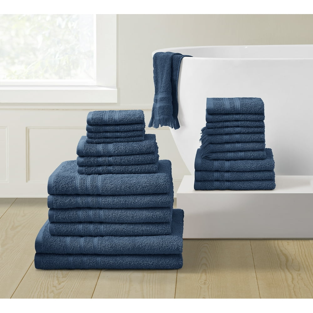 VCNY Home Essex 24Piece Cotton Bath Towel Set, Navy