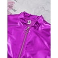 thumbnail image 5 of TTAO Kids Girls Metallic Baseball Jacket Long Sleeve Holographic Bomber Jacket Coat Outerwear 6-16Y Purple 16, 5 of 7