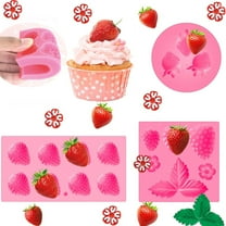 3 Pcs Strawberry Baking Molds,Tutuviw Flowers Silicone Mold 3D Edible Strawberry Fondant Molds DIY Embedded Fruit Shape Mold Chocolate Molds for Ice Cream Cupcake Cake Topper Decor