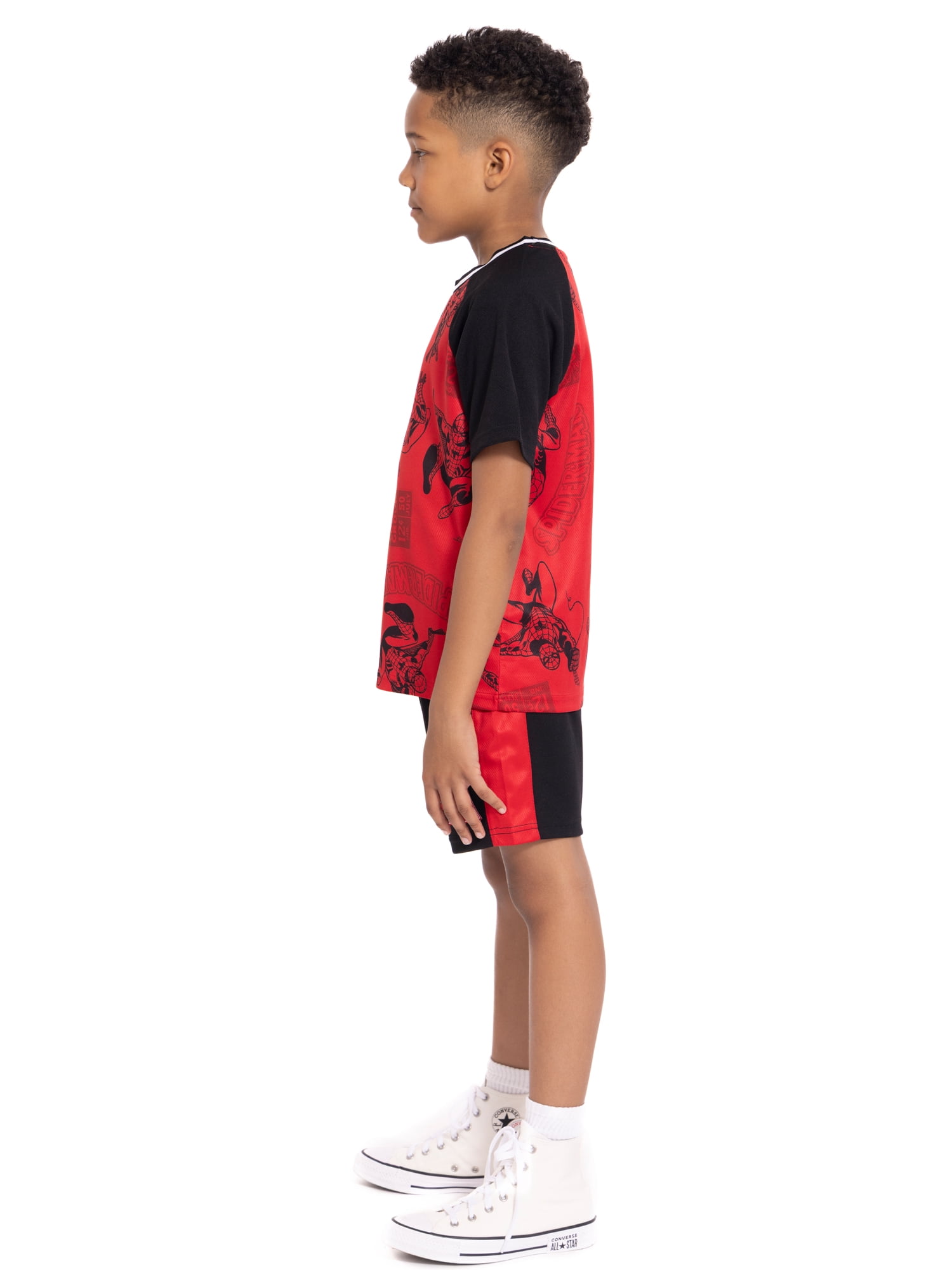 Spider-Man Boys Active Printed Short Sleeve Tee and Matching Shorts, 2-Piece Set, Sizes 4-16