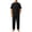 Black, variant on StSilkitty Men's 2 Piece Outfits Solid Color Short Sleeve Casual Shirts and Loose Pants Sets Summer Cotton Linen Casual Set