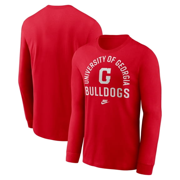 Men's Nike Red Georgia Bulldogs Legacy Arched Logo Long Sleeve T-Shirt