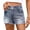 Blue, variant on Costeam Womens High Rise Dual Button Distressed Denim Shorts Raw Frayed Hem Classic Five Pocket Gradient Washed Stretch Denim Fabric Casual Summer Jean Short Bottoms