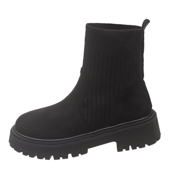 Dasayo Chunky Womens Booties Black Hiking Ankle Non Slip Comfy Stretchy Boots Womans Shoes 36