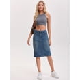 thumbnail image 7 of DARING DIVA Women's Durable Denim Skirt A-Line Midi Jean Skirts Small Vintage Blue, 7 of 7