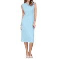 thumbnail image 2 of INSPIRE CHIC Women's Sleeveless Pencil Dress Choker V Neck 2026 Trendy Work Knee Length Dresses M Light Blue, 2 of 6