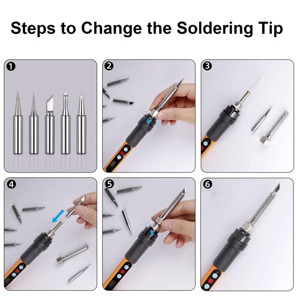 Soldering Iron Kit 90W 110V LCD Adjustable Temperature 180-480?, Soldering Iron Welding Tool 13-in-1 with 5 Soldering Tips, Flux, Desolderin