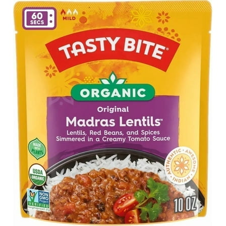 Tasty Bite Organic Madras Lentils - Original (Ready-to-Eat) 10 oz box Pack of 2
