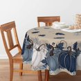 thumbnail image 2 of Fall Tablecloth 60×60 Inch Round, Autumn Harvest Blue Pumpkin Floral Washable Seasonal Table Cover for Party Picnic Dinner Decor, 2 of 6