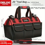 20 Inch Tool Bag with 14 Pockets, Heavy-Duty Organizer Tote with Shoulder Strap & Non-Slip Base for Tools
