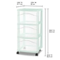 thumbnail image 2 of Sterilite 3 Drawer Storage Cart, Plastic Rolling Organization, Mindful Mint, 6 Pack, 2 of 6