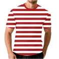 thumbnail image 3 of sckarle Big and Tall Men Oversized T Shirts Short Sleeve Striped Print Workout Shirt Loose Fit Crewneck Summer Tee Shirt Red,M, 3 of 7