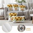 thumbnail image 6 of Sunflower Outdoor Waterproof Pillow Covers, Seasonal Yellow Botanical Blooms Bow Plaid Decorative Square Throw Pillowcase Sofa Cushion Sham for Patio/Couch/Chair, 24"x24" 2 Pack, 6 of 8