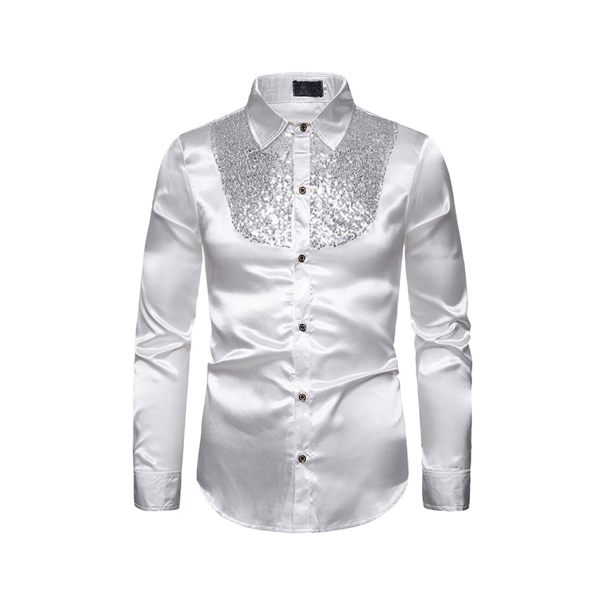 Men's Classic White Dress Shirt With Fold Down Collar
